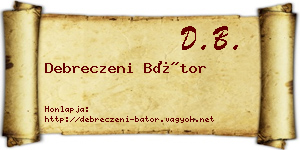 Debreczeni Bátor névjegykártya